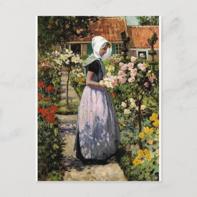 Hitchcock - Dutch Woman in Garden Postcard (Front)