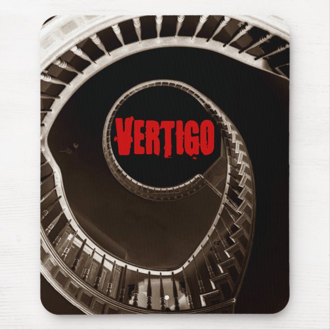 Hitchcock-esque Vertigo Dark Circular Stairwell Mouse Mat (Front)