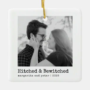 Hitched & Bewitched – Wedding Photo Minimal  Ceramic Ornament