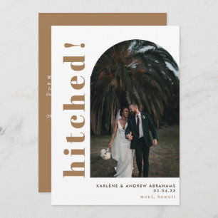Hitched Earth Tone Arch Photo Wedding Elopement Announcement