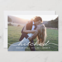 Hitched Editable Colour Wedding Announcement Card