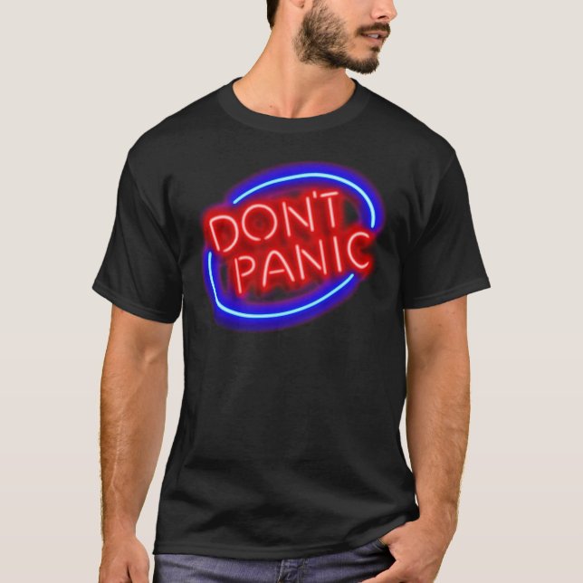 Hitchhiker&x27;s Guide - &quot;Don&x27;t Panic&quo T-Shirt (Front)