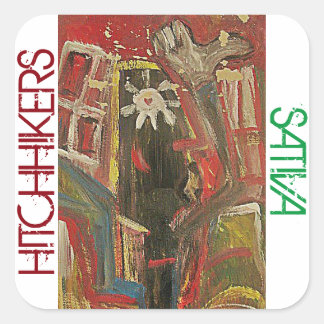 HITCHHIKERS SATIVA SQUARE STICKER