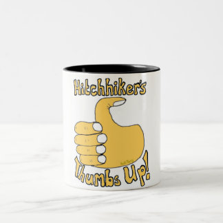 Hitchhiker's Thumbs Up Funny Cartoon Mug