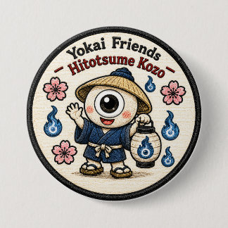 Hitotsume Kozo Japanese Yokai Pin Button, Cute One