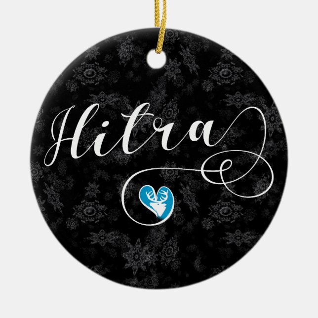 Hitra Flag Heart, Norway Ceramic Tree Decoration (Front)