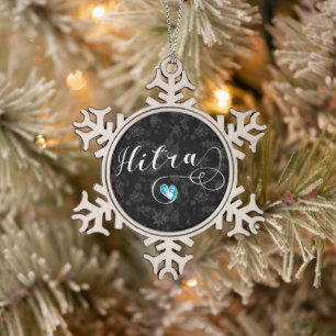 Hitra Flag In Heart, Norway Snowflake Pewter Christmas Ornament