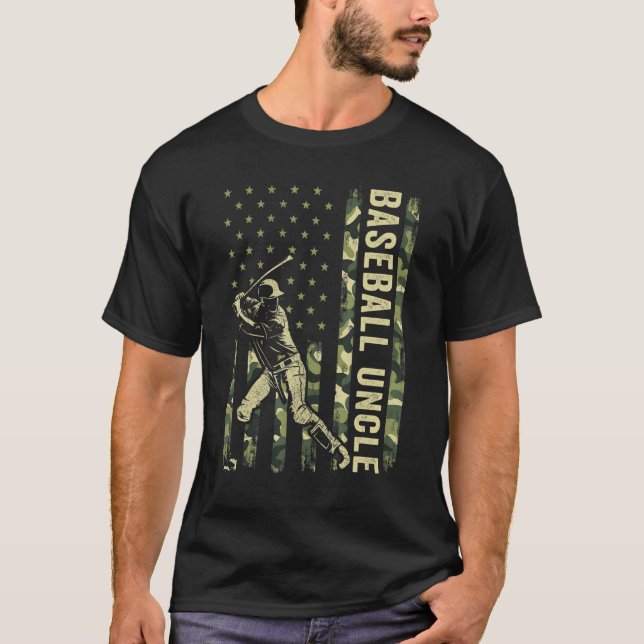 Hitter Baseball  Men Camo American Flag Baseball U T-Shirt (Front)