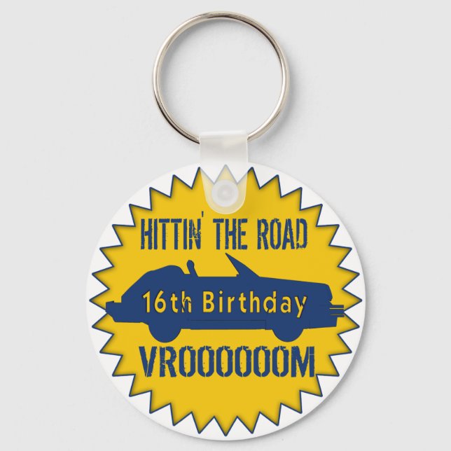 Hittin The Road 16th Birthday Gifts Key Ring (Front)