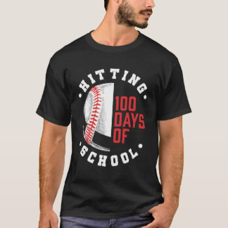 Hitting 100 Days Of School Baseball Back To School T-Shirt
