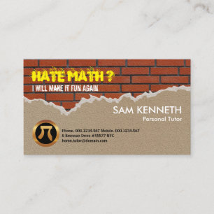 Hitting A Brick Wall Math Tutor Teacher Business Card