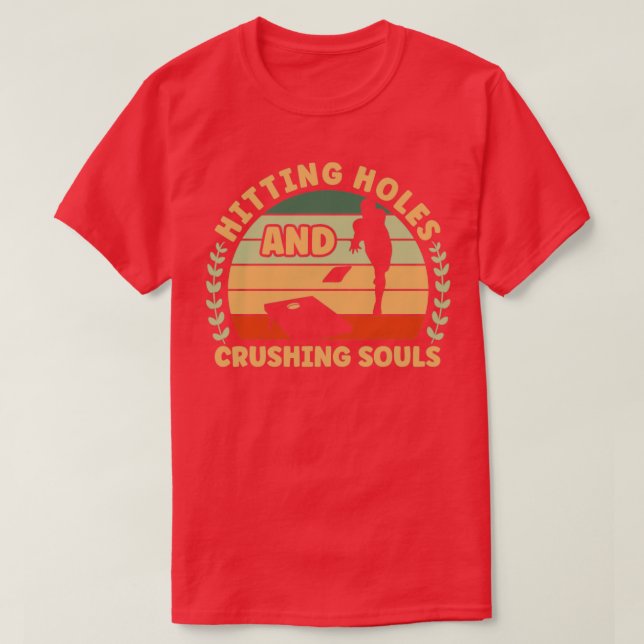 Hitting Holes Cornhole T-Shirt (Design Front)