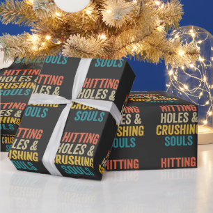 Hitting Holes & Crushing Souls Funny Cornhole Gift Wrapping Paper