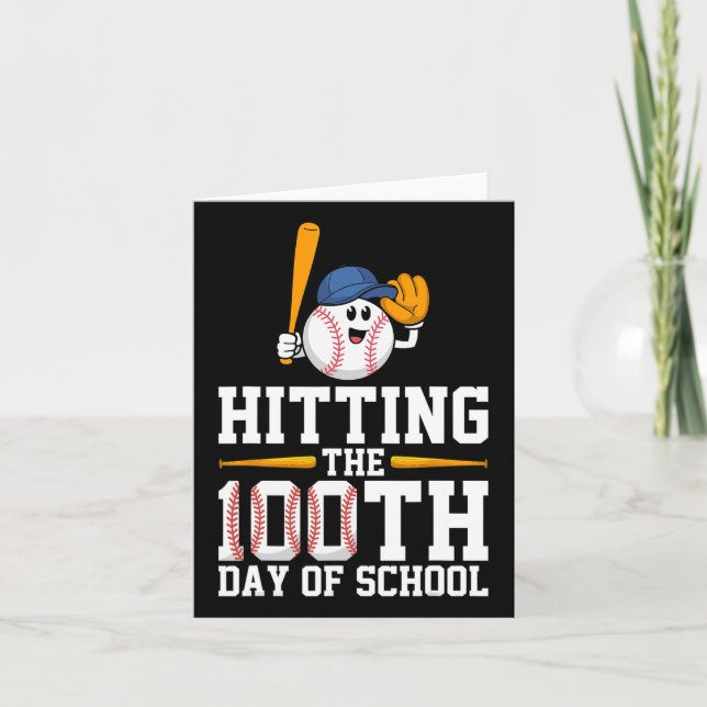 Hitting The 100th Day Of School Baseball Lover Kid Card (Front)