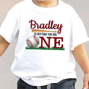 Hitting The Big One Baseball 1st Birthday Baby T-Shirt
