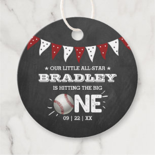 Hitting The Big One   Baseball 1st Birthday Favour Tags