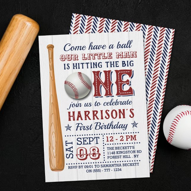 Hitting The Big One Baseball 1st Birthday Invitation (Creator Uploaded)