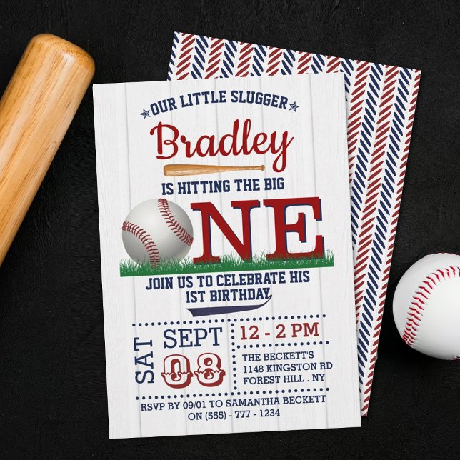 Hitting The Big One Baseball 1st Birthday Invitation (Creator Uploaded)