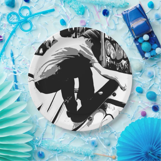 Hitting the Ramp - Skateboarder Paper Plate (Party)