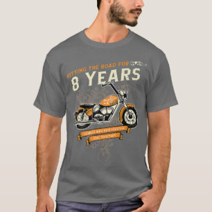 Hitting The Road for 8 Years Biker 8th Wedding Ann T-Shirt