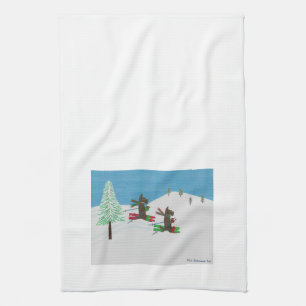 HITTING THE SLOPES TEA TOWEL