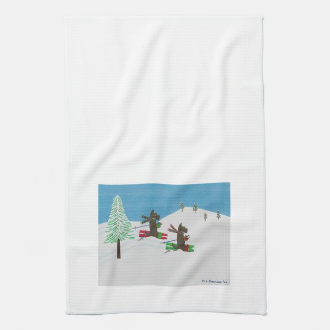 HITTING THE SLOPES TEA TOWEL (Vertical)