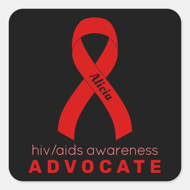 HIV/AIDS Advocate Black Square Sticker (Front)