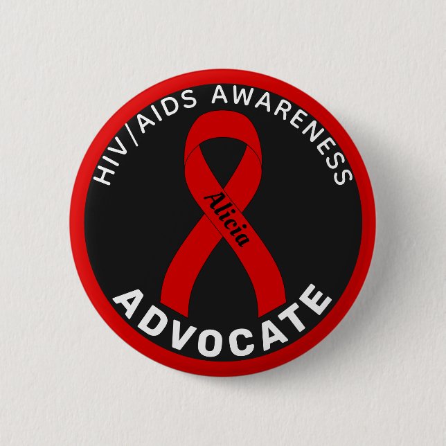 HIV/AIDS  Advocate Ribbon Black Button (Front)