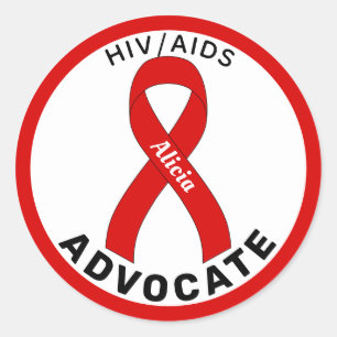 HIV/AIDS Advocate Ribbon White Round Sticker