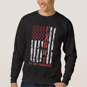 HIV AIDS Awareness December Month USA Flag Ribbon  Sweatshirt