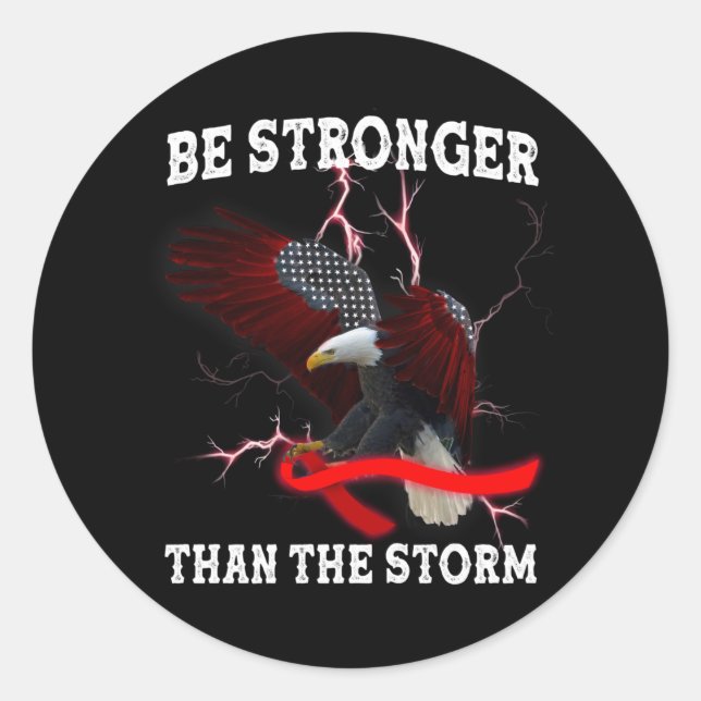 HIV AIDS Awareness Eagle Red Ribbon HIV Themed T-S Classic Round Sticker (Front)