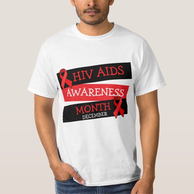 HIV AIDS AWARENESS MONTH December  Button Shirt (Front)
