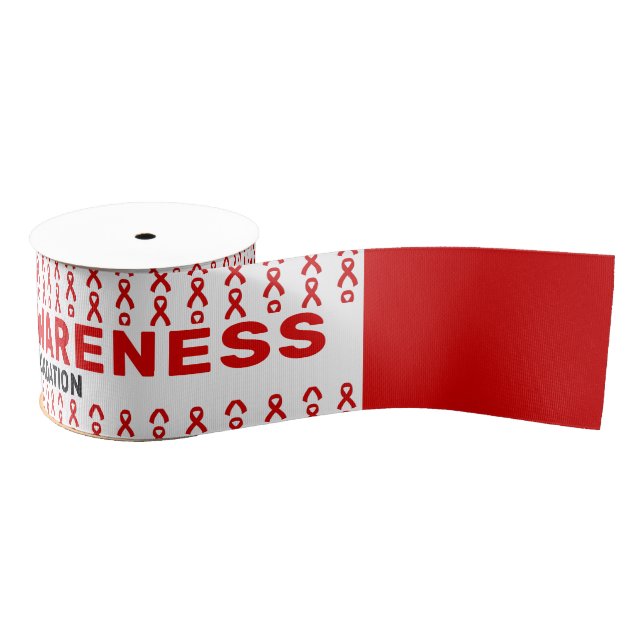 HIV/AIDS Awareness Pattern Ribbon Grosgrain Ribbon (Spool)