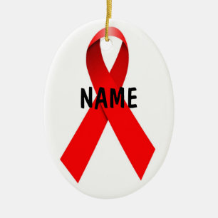 HIV AIDS Christmas Ribbon Ceramic Tree Decoration