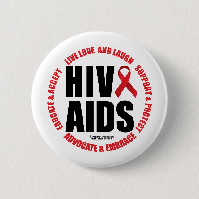 HIV/AIDS Live Love Laugh 6 Cm Round Badge (Front)