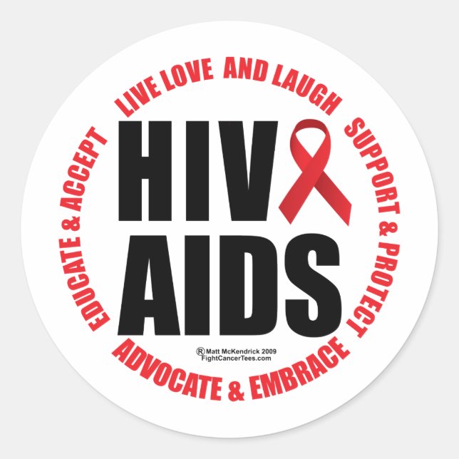 HIV/AIDS Live Love Laugh Classic Round Sticker (Front)
