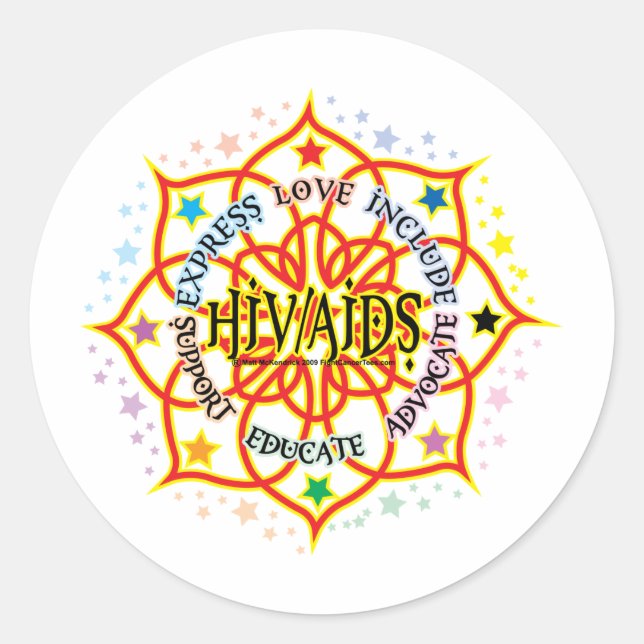 HIV/AIDS Lotus Classic Round Sticker (Front)