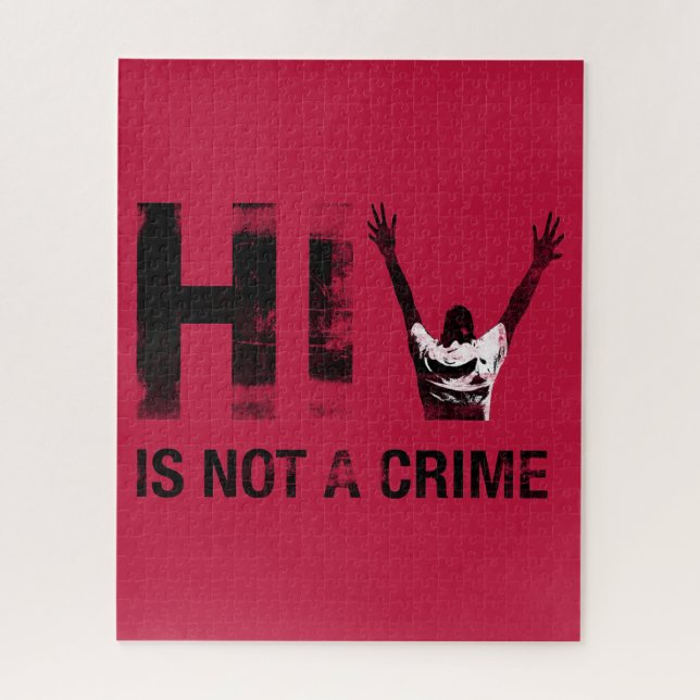 HIV is Not a Crime - Grunge Red Art Jigsaw Puzzle (Vertical)