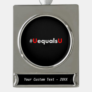 HIV Undetectable Equals Untransmittable - Minimali Silver Plated Banner Ornament