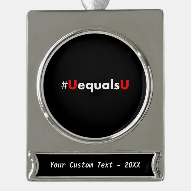 HIV Undetectable Equals Untransmittable - Minimali Silver Plated Banner Ornament (Front)