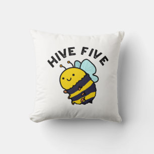 Hive Five Funny High Five Bee Pun  Cushion