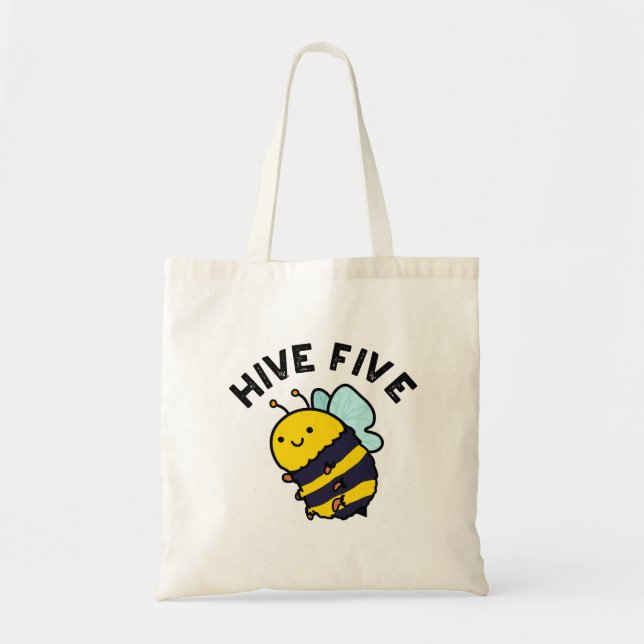 Hive Five Funny High Five Bee Pun  Tote Bag (Front)