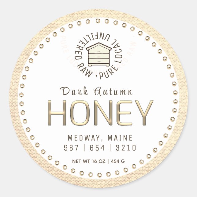 Hive Honey Gold 3D Text Raw Local Beehive  Classic Round Sticker (Front)