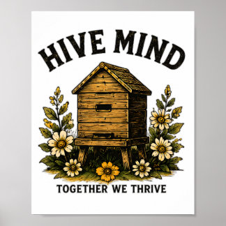 Hive Mind | Vintage Beehive Beekeeping Design Poster