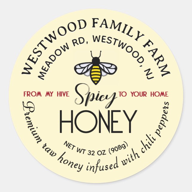 HIVE to HOME Hot Honey Label Bee Spicy Chilli (Front)