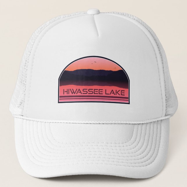 Hiwassee Lake North Carolina Red Sunrise Trucker Hat (Front)