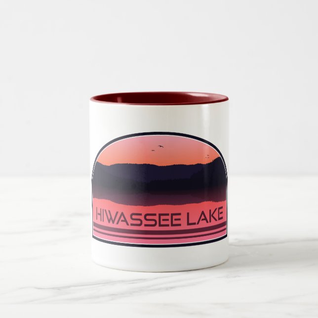 Hiwassee Lake North Carolina Red Sunrise Two-Tone Coffee Mug (Center)