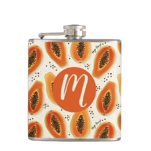 Hiya Papaya Pattern Hip Flask