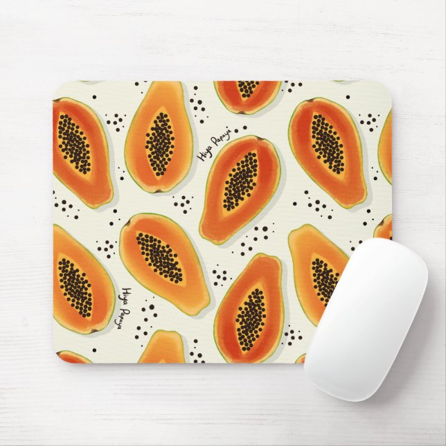 Hiya Papaya Pattern  Mouse Mat (With Mouse)