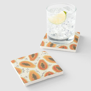Hiya Papaya Pattern  Stone Coaster